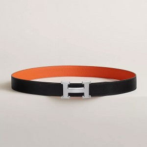 H BELT BUCKLE & REVERSIBLE LEATHER STRAP 32 MM