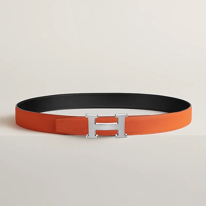 H BELT BUCKLE & REVERSIBLE LEATHER STRAP 32 MM